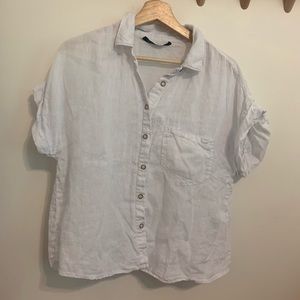 Zara Linen Short Sleeve Button Down